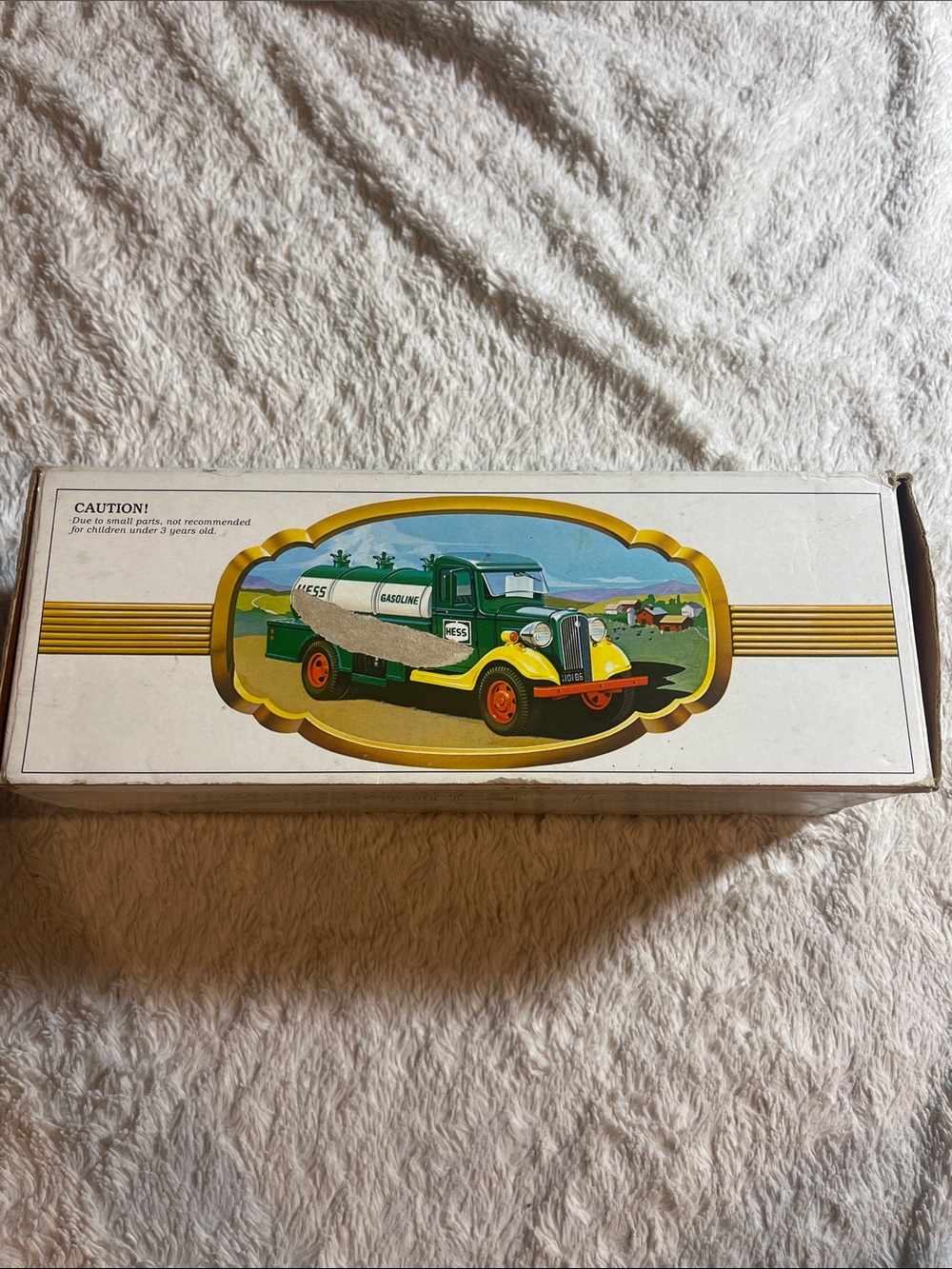 Vintage 1982 hess Green Tanker Truck Toy Box with Gold Accent